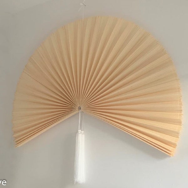 40-Inch Oversized Bamboo Wall Fan Headboard - Handmade Boho Decorative Folding Fan with Loop, Perfect for Over Bed Wall Decor or as a Gift