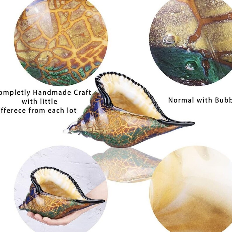 Glass Art Seashell Christmas Ornament Hand Blown Sea Shell Sculpture Home Decoration Wedding Ornament Figurine Decor Collectible Statue