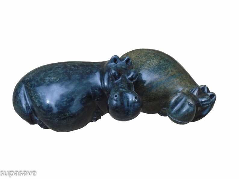 Hippo Hippopotamus Stone Carving Gemstone Figurine Gem Soapstone Carved