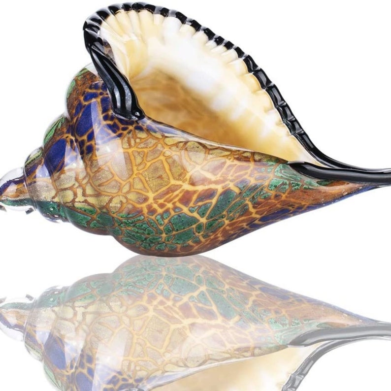 Glass Art Seashell Christmas Ornament Hand Blown Sea Shell Sculpture Home Decoration Wedding Ornament Figurine Decor Collectible Statue