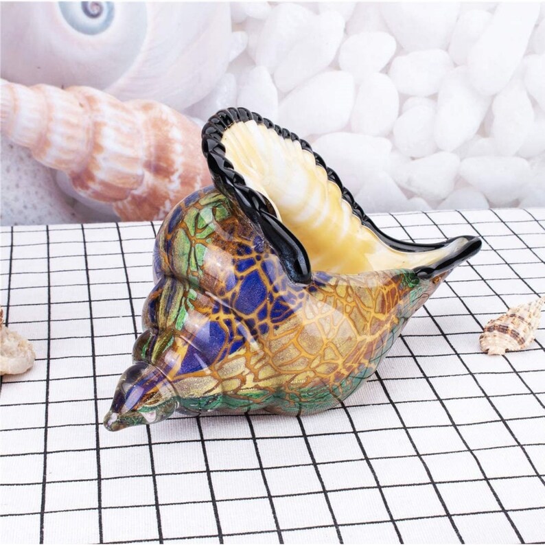 Glass Art Seashell Christmas Ornament Hand Blown Sea Shell Sculpture Home Decoration Wedding Ornament Figurine Decor Collectible Statue
