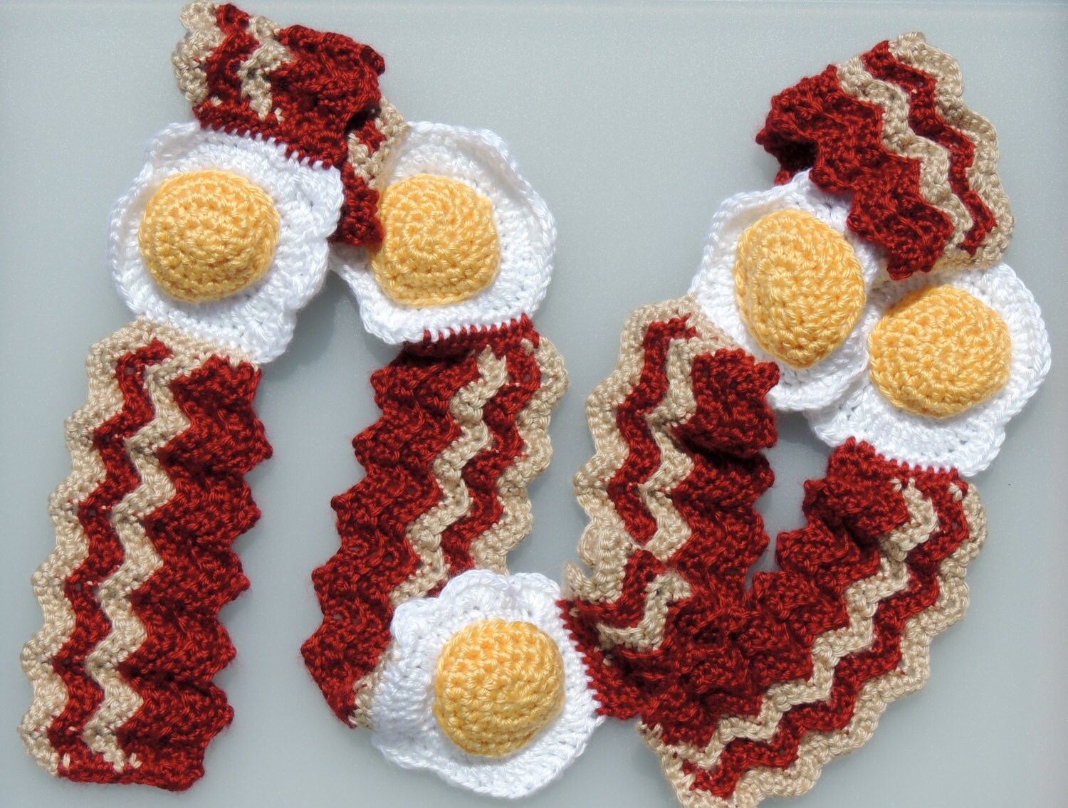 Bacon and Eggs Crochet Scarf Food Scarf Gift for Foodie Food Etsy