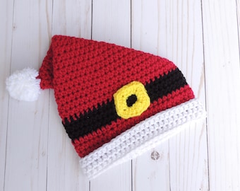 Santa Hat Christmas Crochet - Newborn Baby Child Adult Size - Family Holiday Photo Shoot Prop