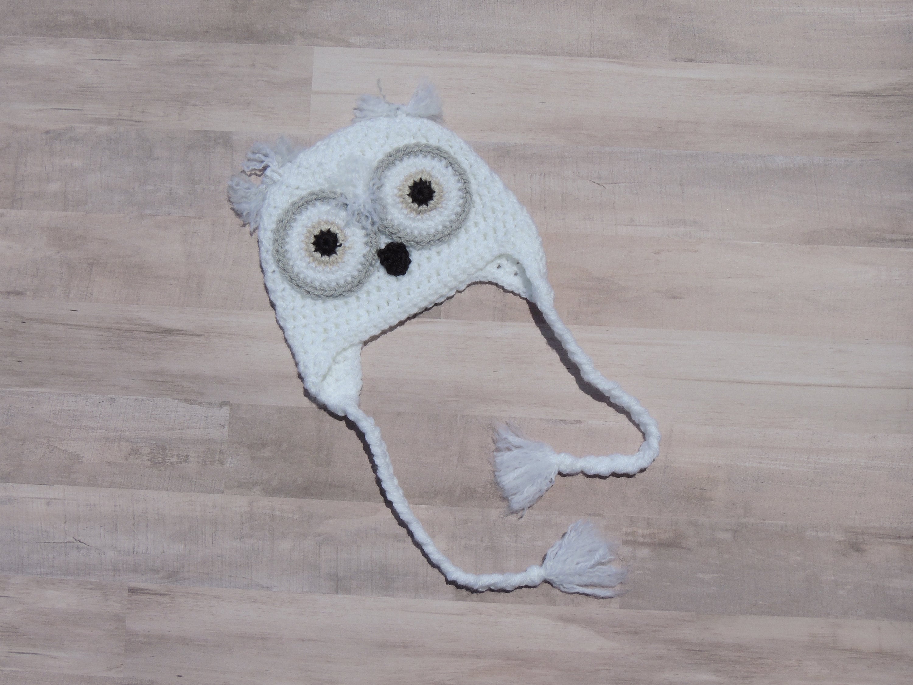 Crochet Snowy Owl Earflap Winter Hat for Newborn Baby Toddler Child Adult