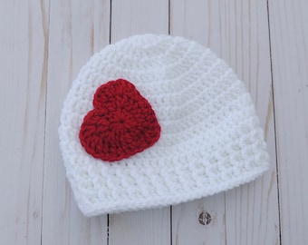 Crochet Valentine's Day Heart Hat - Baby Newborn Toddler Child Teen Adult Hat