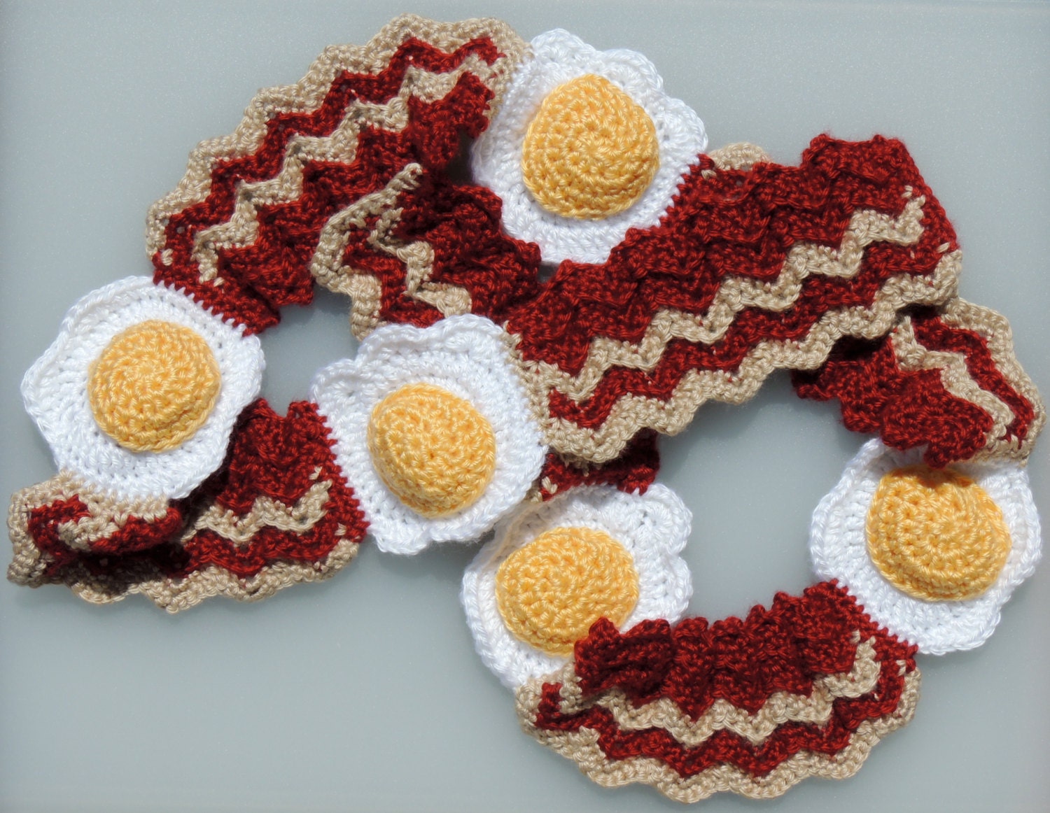 Bacon and Eggs Crochet Scarf Food Scarf Gift for Foodie Food Etsy