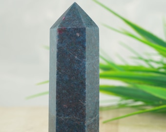 Ruby in Kyanite 171g. Natural Blue Green Red RARE Crystal Point Stone Mineral Specimen Tower Obelisk 91x27mm.