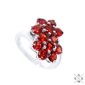Natural Red Garnet 925 Sterling Silver Ring 7