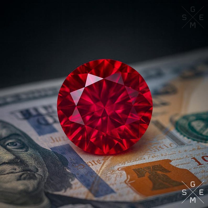 Raspberry Red Ruby - Round Loose Gemstone, Genuine Lab-Grown Corundum, Jewelry Making Supply image 3