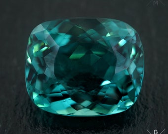 Paraiba Gemstone 30ct. Genuine Hydrothermal Large Loose Gemstone Aquamarine Blue Green Cushion Cut Clean Faceted Stone Africa 22x18mm.