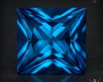 Neon Blue Spinel Gemstone, Princess Cut, UV Reactive Lab-Grown Loose Stone for Jewelry Making