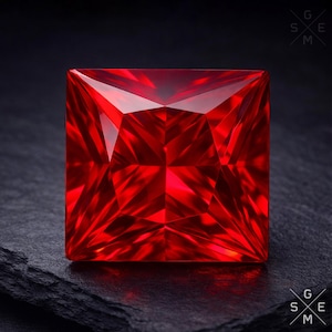 Ruby, taille princesse, Pierres précieuses en vrac rouge framboise fougueuse, corindon cultivé en laboratoire, fabrication de bijoux