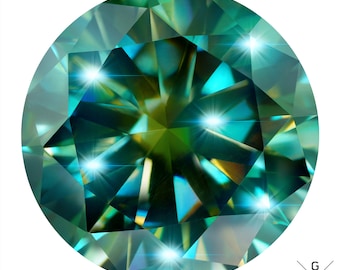 Moissanite 13.20ct. Genuine Large Loose Gemstone Round Diamond Cut Fancy Blue Green Stone