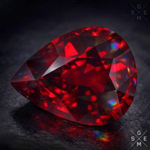 7ct Naturlig Pyrope Granat Ädelsten - Päronfasetterad, Mörkröd, VS Ren Klarhet, Afrikansk Ädelsten