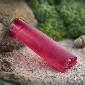 Raw Ruby Boule Crystal Rough 60g. Red Corundum Lab Grown Uncut Gemstone 94x23x11mm.