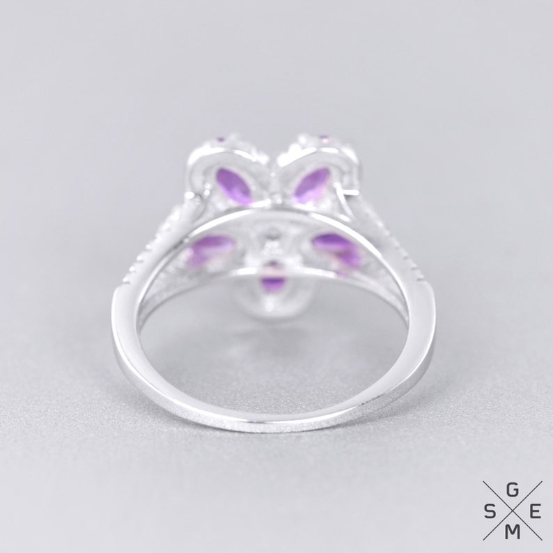 Natural Amethyst Ring Sterling Silver Purple Gemstone Ring 9.25