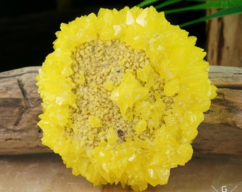 Sulphur Crystal on Matrix 330g. Rough Mineral Specimen Bright Yellow Sulfur Cluster Bolivia 1654carat.