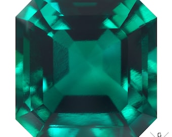 Genuine Emerald Square Сut Top Green Clean Hydrothermal Stone Emerald Zambia 8, 10, 12mm.