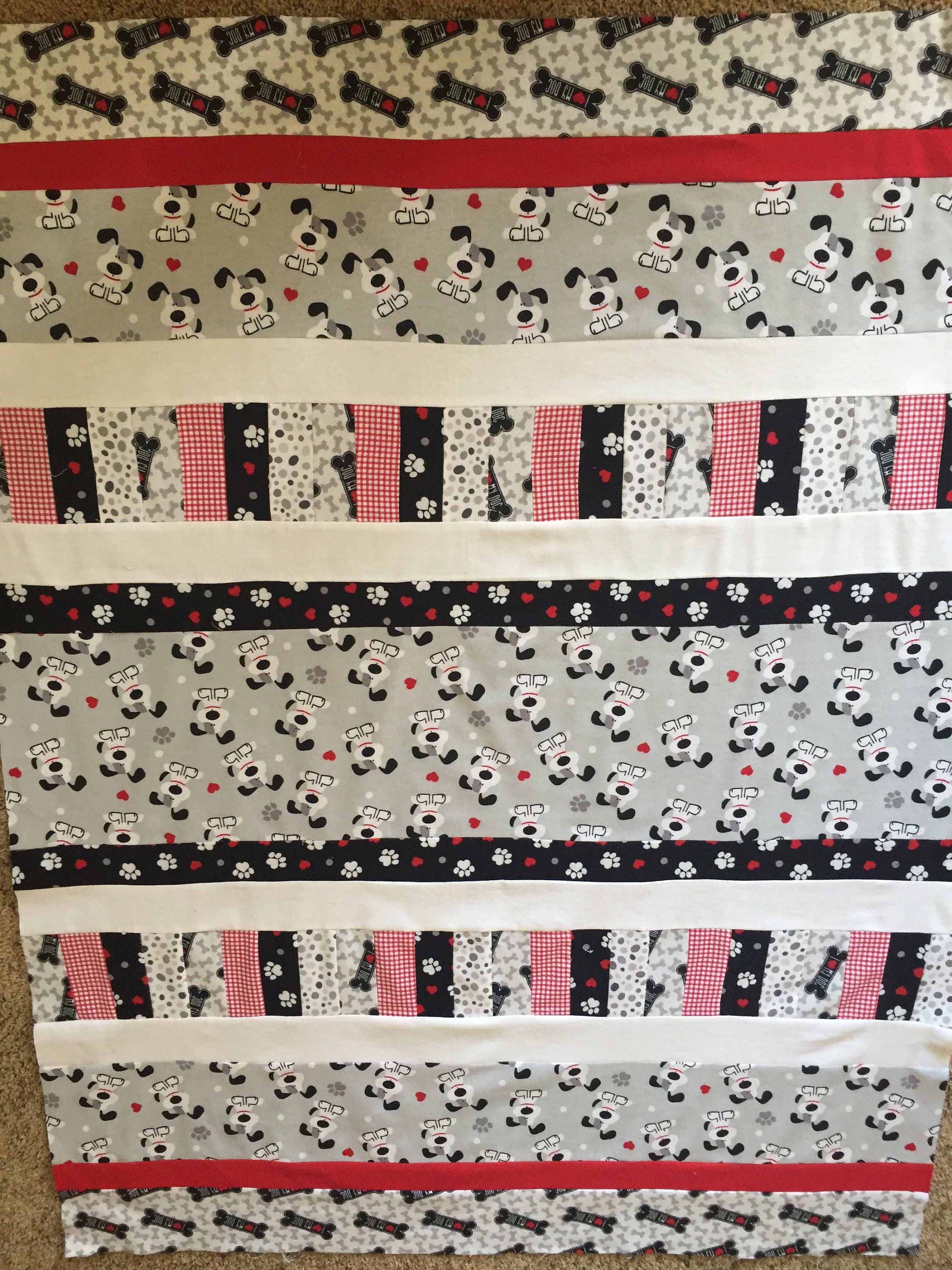 Baby Boy Precut Strip Quilt Top Kit Dinosaurs Red Blue and Etsy