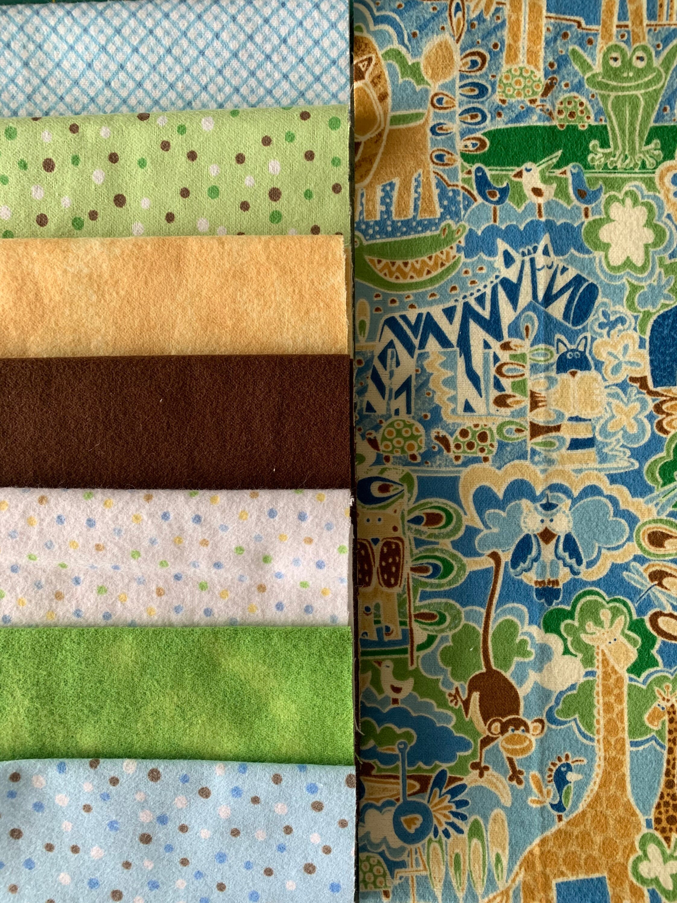 Baby Boy Flannel Precut Quilt Top Kit Blue Green Jungle Etsy