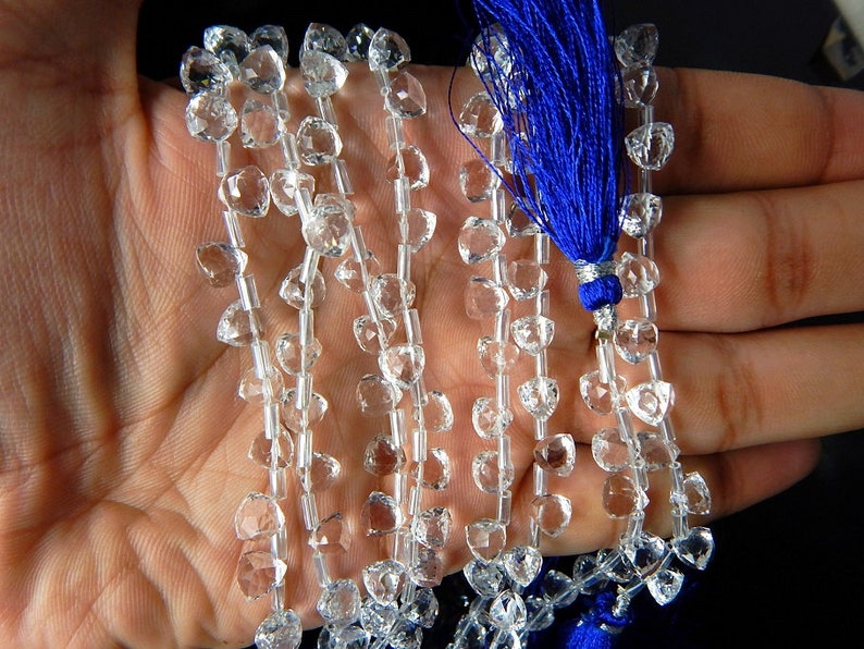 Crystal Faceted Triangle Beads 100 Percent Natural Gemstone Size 6.5x6 mm Approx.