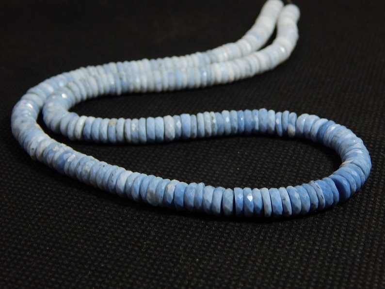 Size 8.4x7.6 mm Approx Blue Opal Faceted Heishi Beads 100 Percent Natural Gemstone Tyre Shape