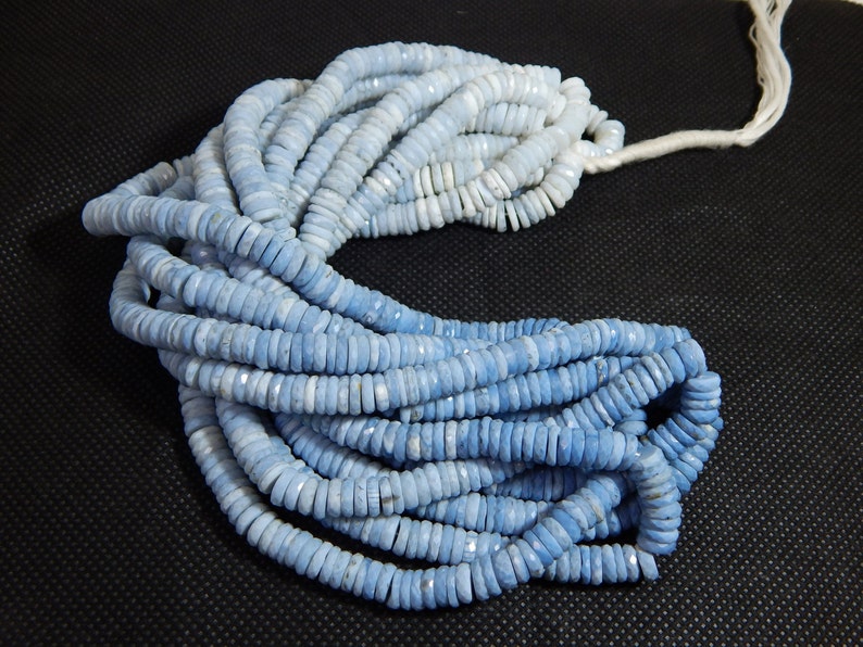 Size 8.4x7.6 mm Approx Blue Opal Faceted Heishi Beads 100 Percent Natural Gemstone Tyre Shape