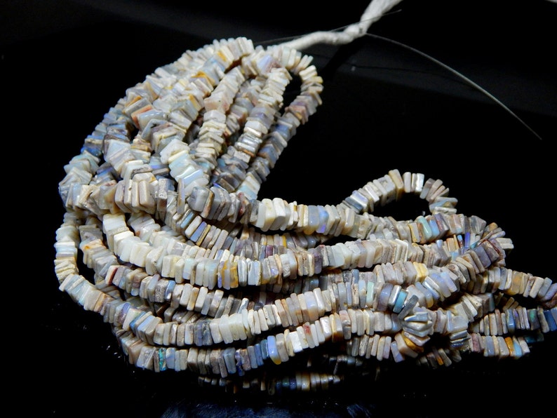 AUSTALIAN OPAL Heishi Beads Smooth Square Shape 100 Percent Natural Gemstone Size 7.7x7.2 mm Approx