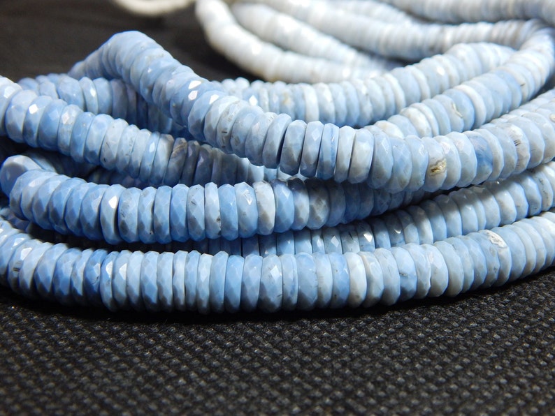 Size 8.4x7.6 mm Approx Blue Opal Faceted Heishi Beads 100 Percent Natural Gemstone Tyre Shape