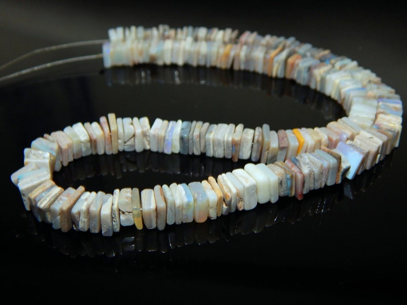 AUSTALIAN OPAL Heishi Beads Smooth Square Shape 100 Percent Natural Gemstone Size 7.7x7.2 mm Approx