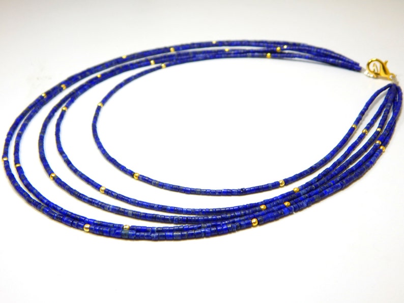 0491 Lapis Lazuli Tube Beads Necklace 100 Percent Natural Gemstone 1.Necklace 5.String Size 2.mm Approx