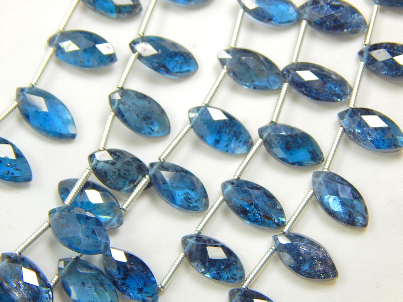 Moss Kyanite Briolettes Beads Size 10x6 mm Approx Moss Kyanite Faceted Marquoise Beads