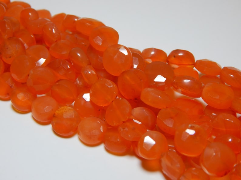 Carnelian Faceted Coin Beads 100 Percent Natural Gemstone Size 8.3x9.4 mm Approx