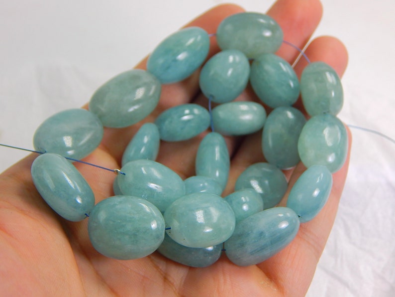 Aquamarine smooth oval beads Aquamarine oval Shape 100 percent natural Gemstone size 19x13 mm approx.