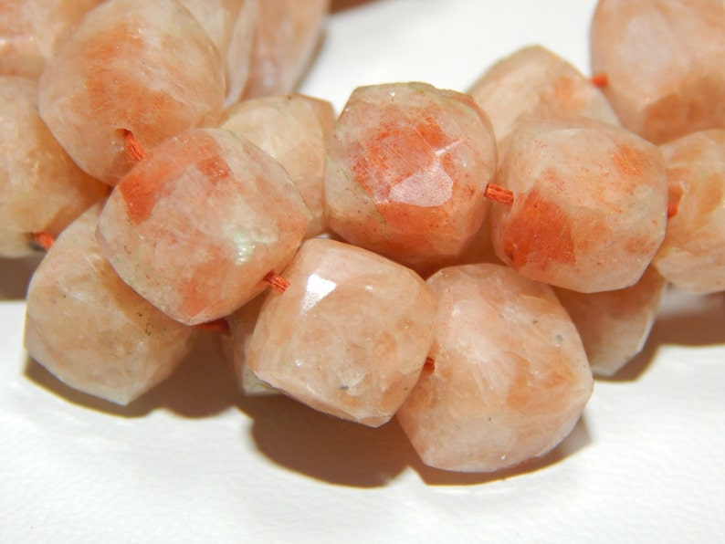 0039 Sunstone Gemstone Faceted Beads Sunstone 3D Cube Beads Size 8x9.mm Approx