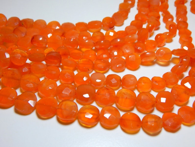 Carnelian Faceted Coin Beads 100 Percent Natural Gemstone Size 8.3x9.4 mm Approx