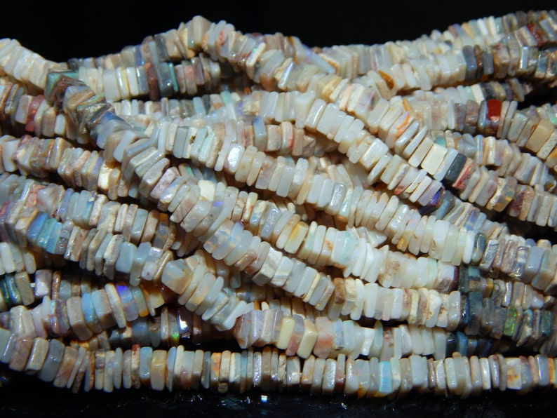 AUSTALIAN OPAL Heishi Beads Smooth Square Shape 100 Percent Natural Gemstone Size 7.7x7.2 mm Approx
