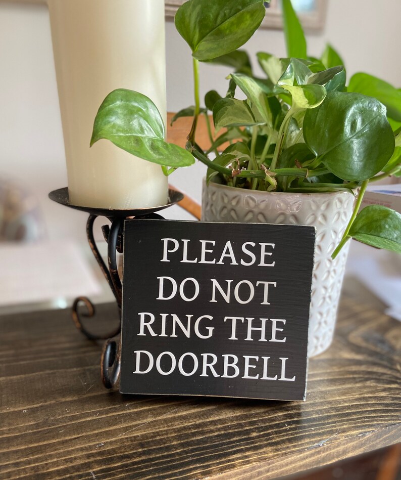 Please Don't Ring The Doorbell Sign Doorbell Sign Door Etsy