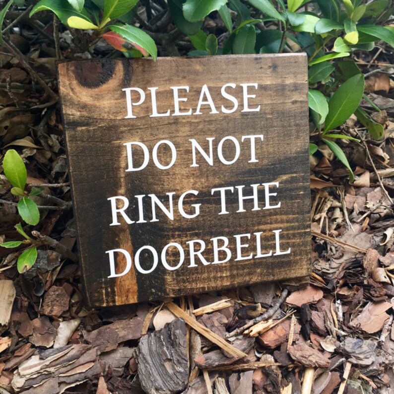 Please Don't Ring The Doorbell Sign Doorbell Sign Door Etsy
