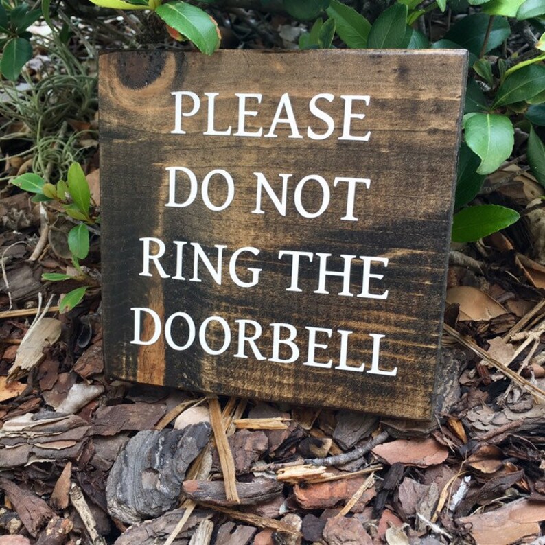 Please Don't Ring The Doorbell Sign Doorbell Sign Door Etsy