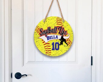 Softball Door Hanger Etsy