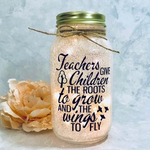 Teacher Gifts Personalized, Christmas Present, Mason Jar Night Light, Teacher Gift End of the Year, Teacher Appreciation Gift image 1