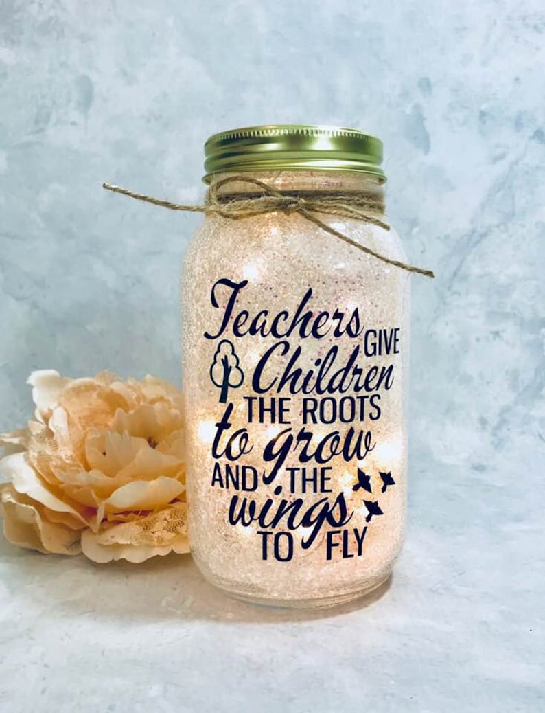 Teacher Gifts Personalized, Christmas Present, Mason Jar Night Light, Teacher Gift End of the Year, Teacher Appreciation Gift image 1