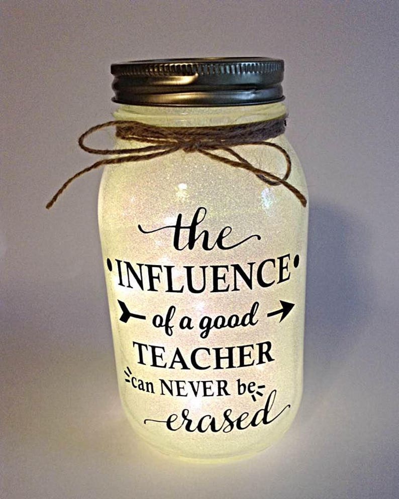 Personalized Teacher Gift, End of Year Teacher Gift, Thank You Gift Teacher, Nite Light, Teacher Appreciation Gift, Mason Jar Light image 5