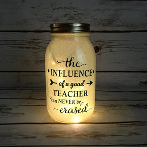 Personalized Teacher Gift, End of Year Teacher Gift, Thank You Gift Teacher, Nite Light, Teacher Appreciation Gift, Mason Jar Light image 2