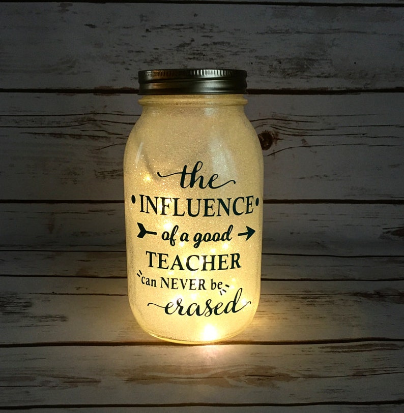 Personalized Teacher Gift, End of Year Teacher Gift, Thank You Gift Teacher, Nite Light, Teacher Appreciation Gift, Mason Jar Light image 2