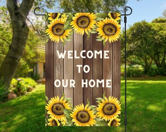 Personalized Sunflower Garden Flag, Sunflower Garden Decor, Housewarming Gift