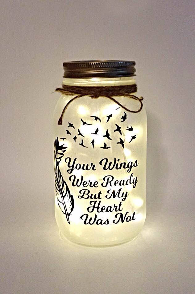 Your Wings Were Ready but my Heart was not Night Light, Mason Jar Nig…