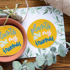 Decalque adesivo de plantas são meus amigos - laptop, garrafa de água, carro | Mãe planta | Natureza | Letras | Desenhado à mão | Ame sua mãe