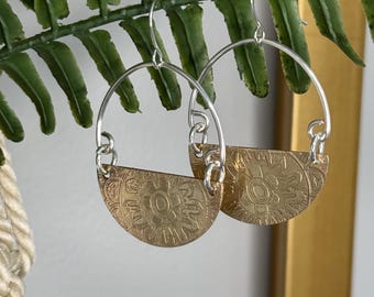 Etched brass earrings